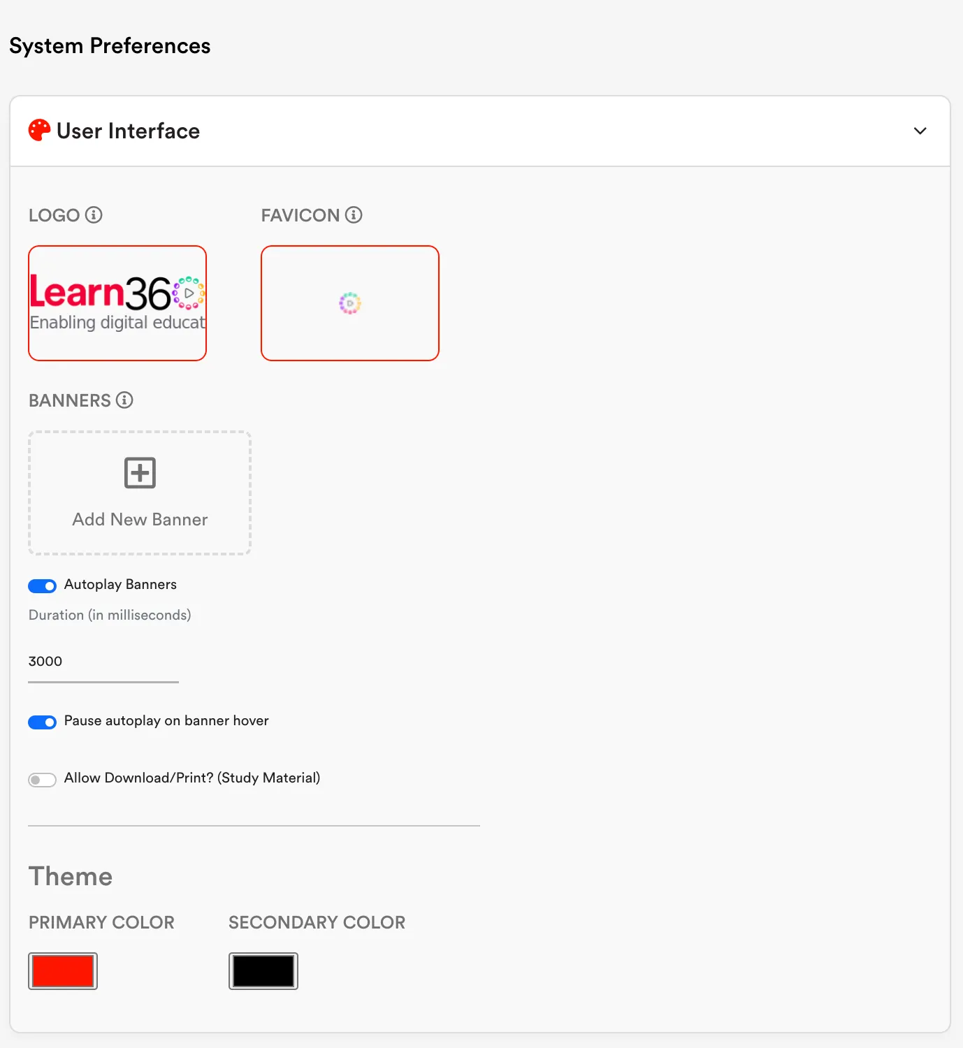 An institute's own branded Learn360 portal on desktop