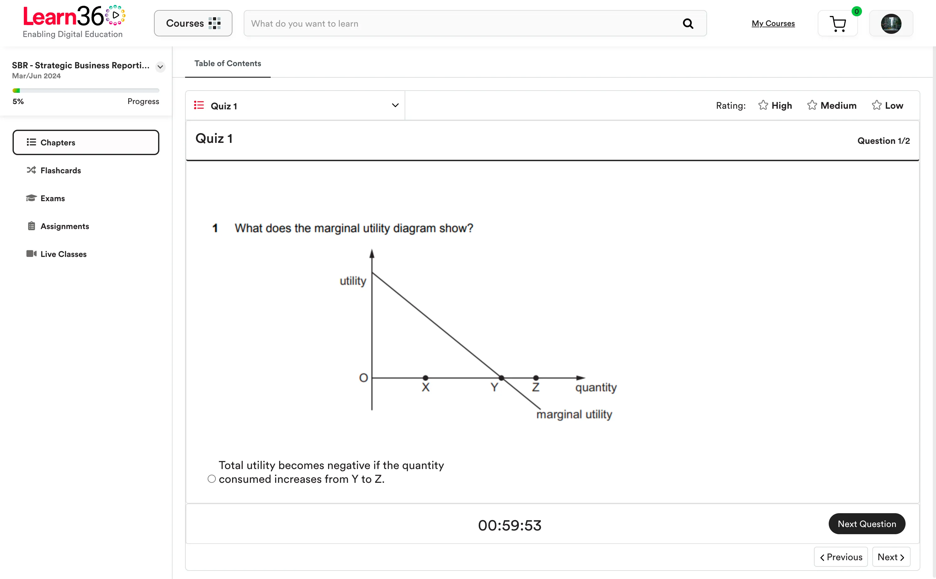 A short quiz created in Learn360